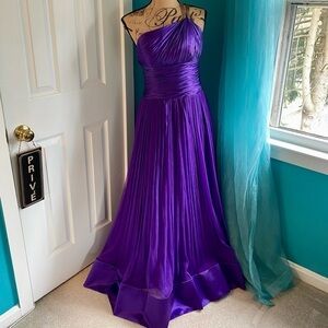 Jovani Purple One Shoulder Long Gown Dress NWT